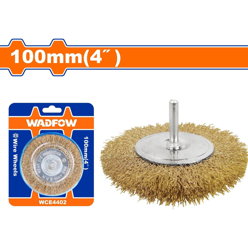 Cepillo de alambre de copa circular con vástago 100mm. Longitud del cable:22mm. Ideal para afilar.