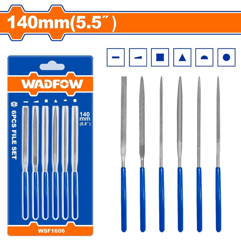 Limas delgadas 5.5" plana, redonda,media caña,cuadrada,triangular y cónica. Set 6 pzs.