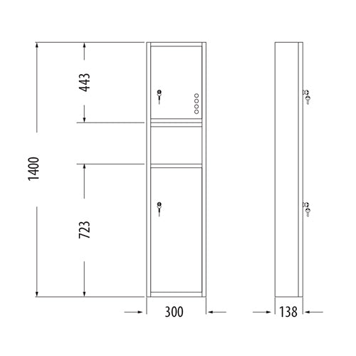 2 en 1  Papelera y Dispensador papel para montar a pared 1400x300x138 mm. Inox 304 satinado