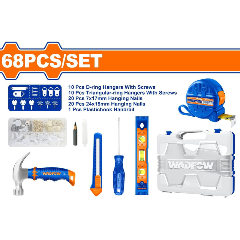 Herramientas para colgar cuadros 68pzs.(nivel, cinta métrica,exacto,destornillador) (Juego)