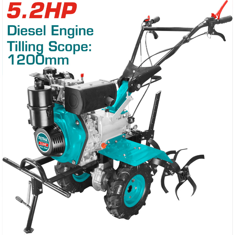 Moto azada motocultor diésel para arar la tierra cultivador 5.2HP Alcance de labranza 1200mm