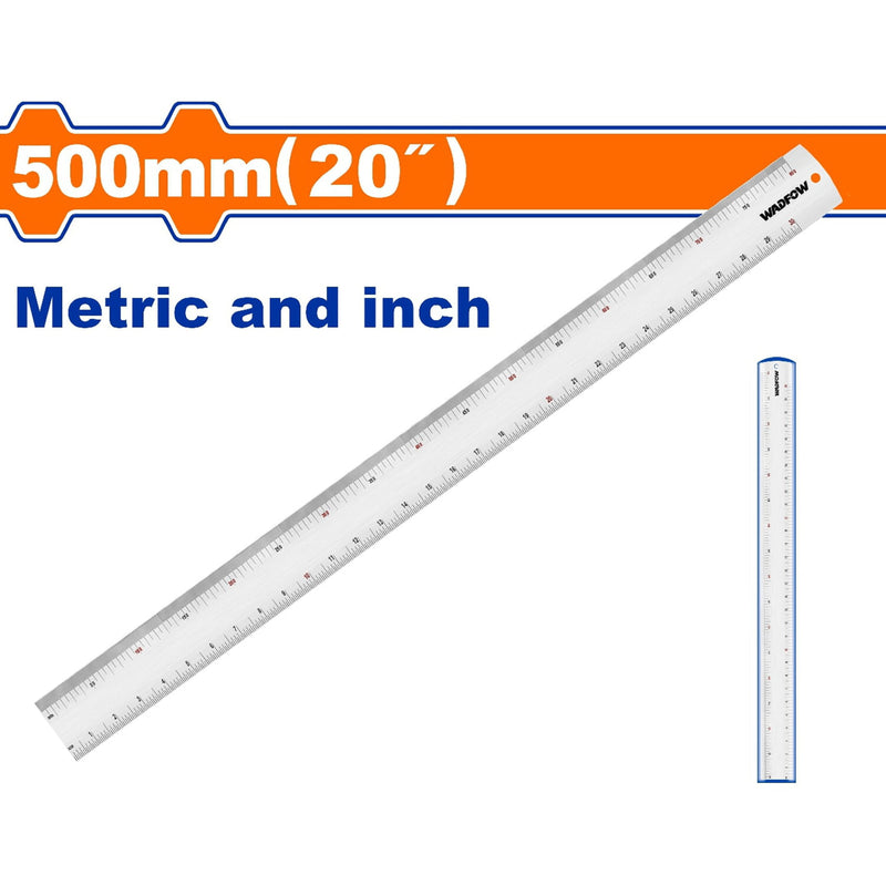 Regla de Acero de 20" Mide metros y pulgadas.