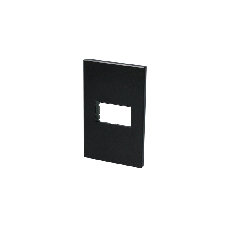 Placa para  Interuptotores/ enchufes  1 módulo color negro 1/3 Surtek.