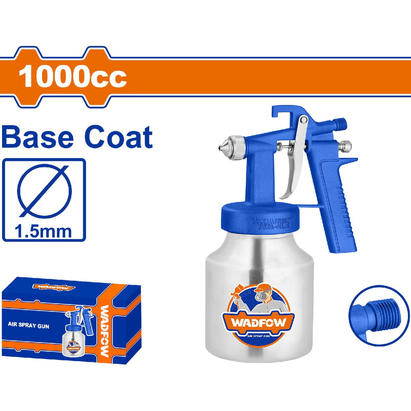 Pistola spray para Pintar 1000cc. Boquilla: 1.5mm. Ideal capa base. Presión: 2-3 bar. De aire para compresor