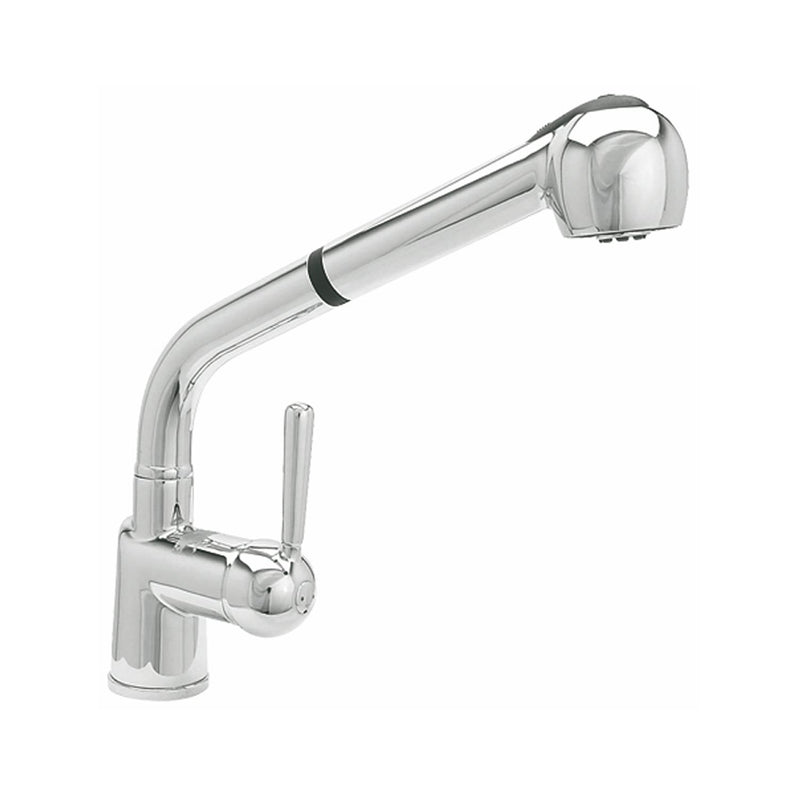 Llave monomando para fregador con nariz retráctil incluye mangueras