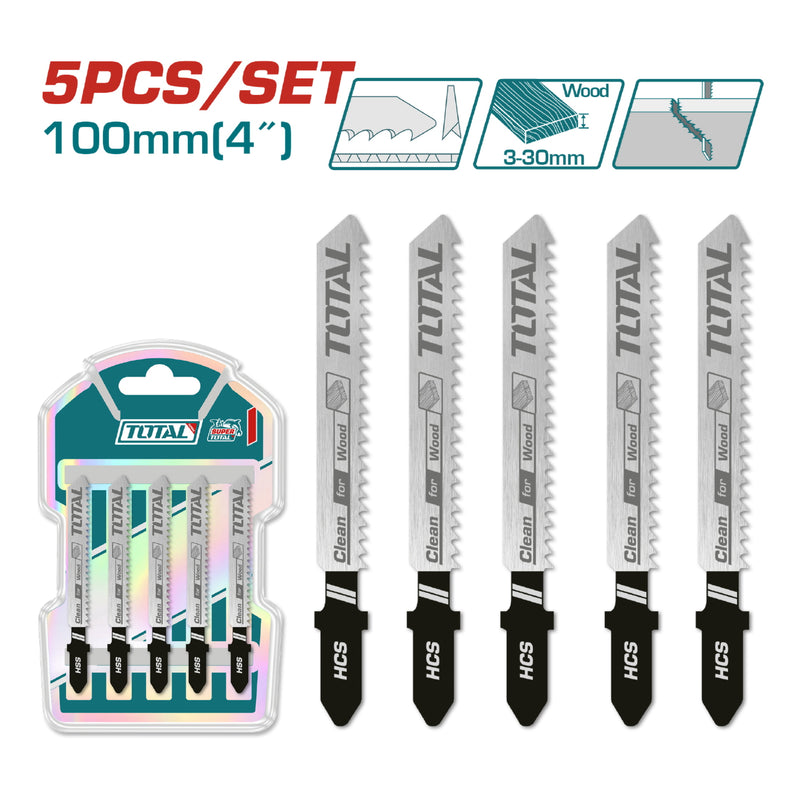 Hojas para sierra caladora tipo T para madera. 74mm. (10 dientes por pulgada) Set de 5