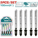 Hojas para sierra caladora tipo T para madera. 74mm. (10 dientes por pulgada) Set de 5