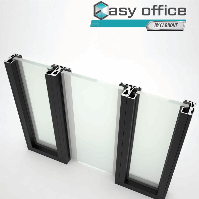 Tuberia Cuadrada de 22 mm X 22 mm Doble Acristalamiento. Anodizado Silver. Easy Office