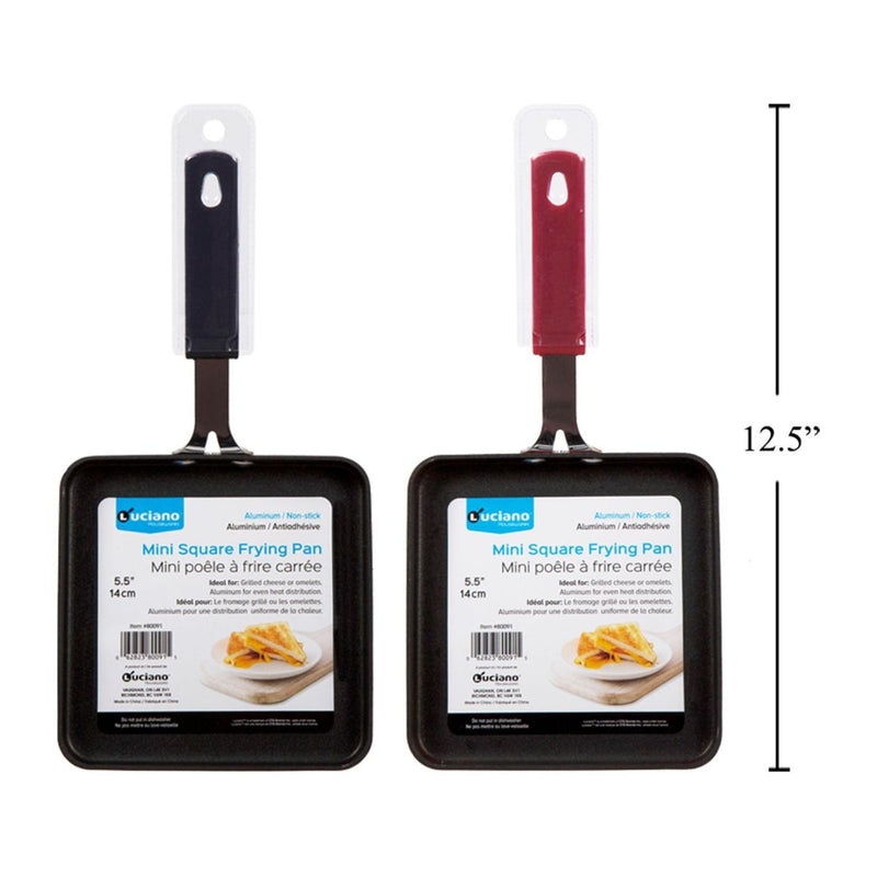 Mini sartén cuadrada Luciano, 5.5 "Alum., Antiadherente  (1pza) (colores variados al azar)