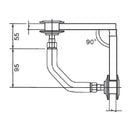 Conector de 90° para fachadas. Perforacion en vidrio 36mm. Satinado.