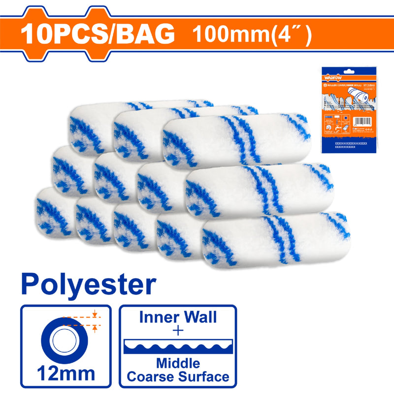 Rodillos para pintar en Interiores 4" Alt.12mm. Poliéster. (Set de 10 piezas)