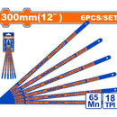 Hojas de Segueta 12" 65Mn,18TPI Set de 6 piezas.