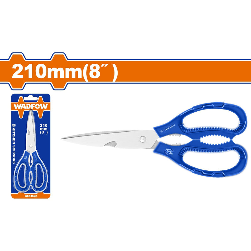 Tijera de acero inoxidable. 8". Mango ergonómico. Grosor: 1.8mm