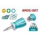 Destornillador Stubby 8 pzs. (Mango ergonómico. 25 mm. SL5,SL6,PH0,PH1,PH2,T10,T20)