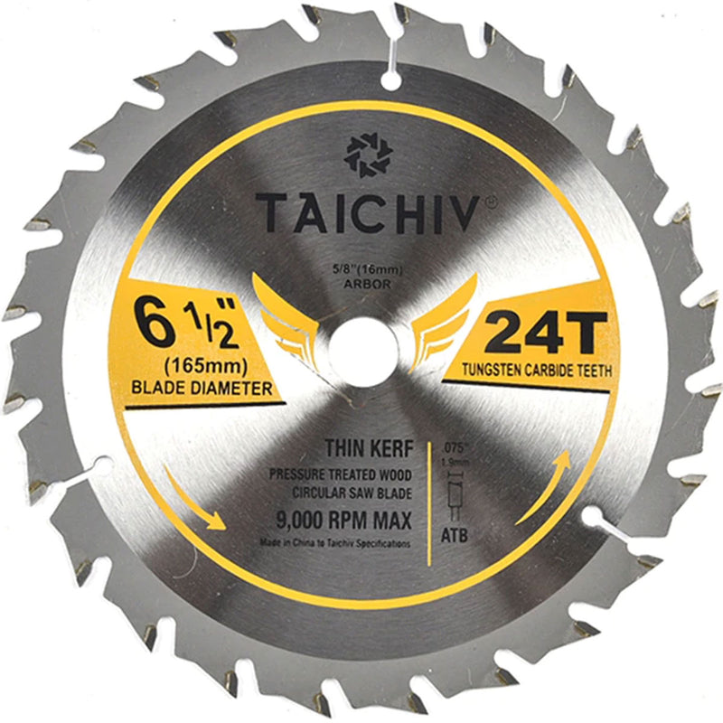 Disco de Sierra de 6 1/2" ( 165 mm ) de 24 dientes de 9000 RPM para Madera. Carburo Tungsteno (TCT)
