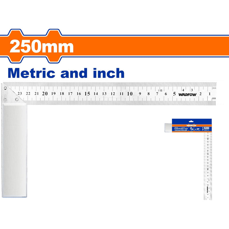Escuadra en forma de L de Acero Inoxidable 10" Angulo 90º  Mide metros y pulgadas.