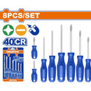 Destornilladores Punta plana y Punta estrella Mango redondo. 40CR. Magnético (Juego de 8 pzs)