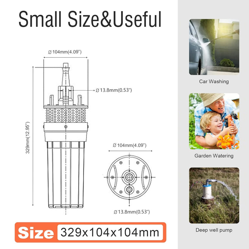 Bomba de agua sumergible de carga solar de 100W/12V, Set de 4 piezas