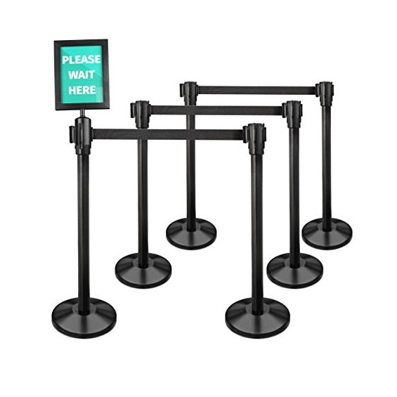 Letrero para poste de control de filas color negro