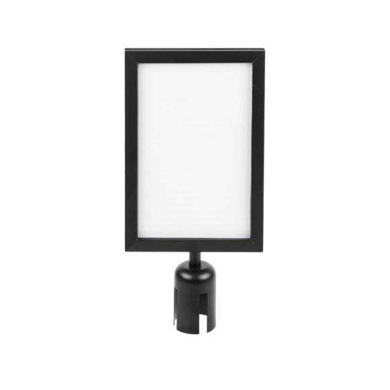 Letrero para poste de control de filas color negro