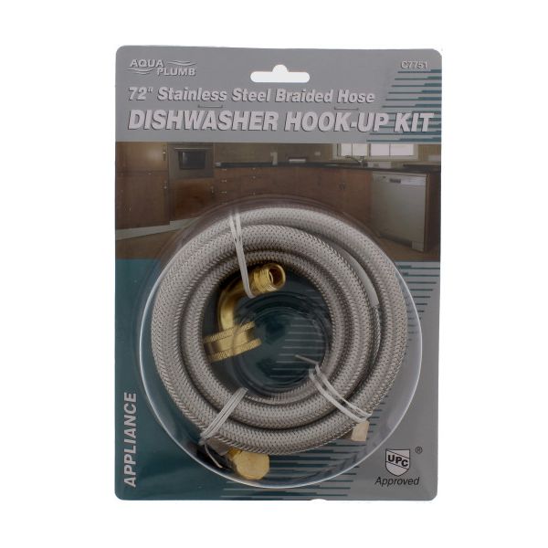 Kit de conexión con tubo de abasto de acero inoxidable de 72" para dishwasher