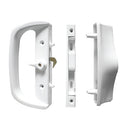 Cerradura-tirador blanco para puertas correderas de aluminio. Con cilindro y 2 llaves.