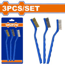 Cepillos de alambre abrasivos 7". 3 piezas. Con mango de plástico. (Tipo: Nylon, Latón y Cerdas).