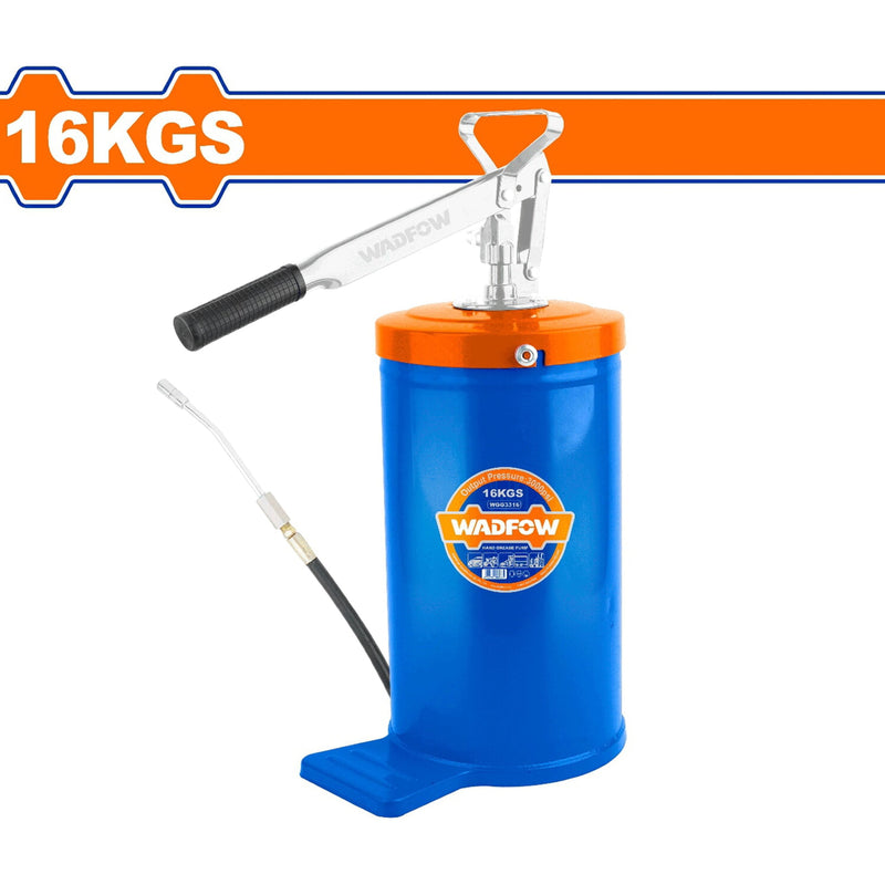 Bomba de grasa Aceite Manual 16Kg. Presión:3000psi. Long de manguera: 1500m. Fabricado en acero. Grasera