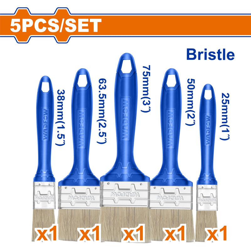 Brochas para pintar Pintura a base de aceite. Mango plástico. Set 5 de piezas.