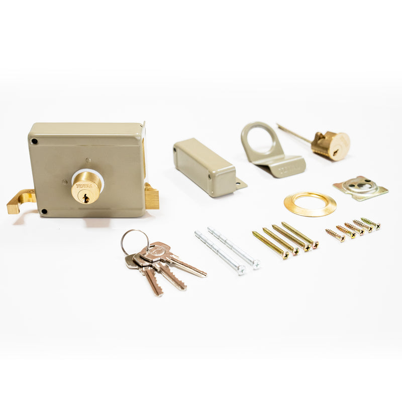 Cerradura de sobreponer para puertas de madera. Derecha de 50mm