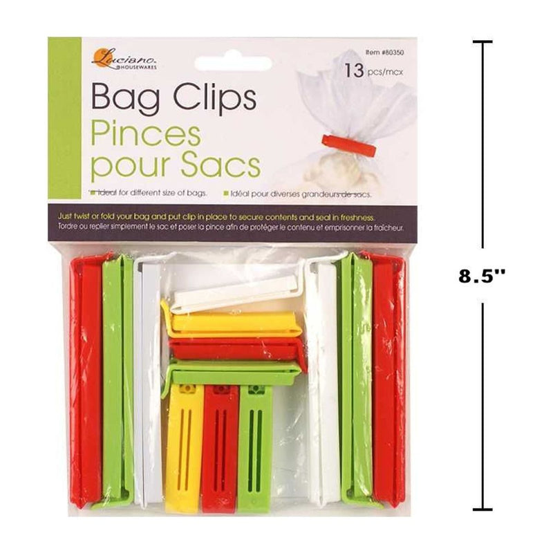 Pinzas para cerrar bolsas Luciano de 13 piezas, 4 col