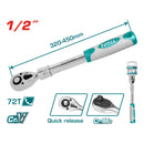 Ratchet Telescópico (1/2")Pulido. CrV. 72 dientes. Longitud 320-450 mm
