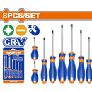 Destornilladores Punta Plana (SL) y Punta Estrella (PH).CR-V. Magnético. Mango redondo(Set de 8)