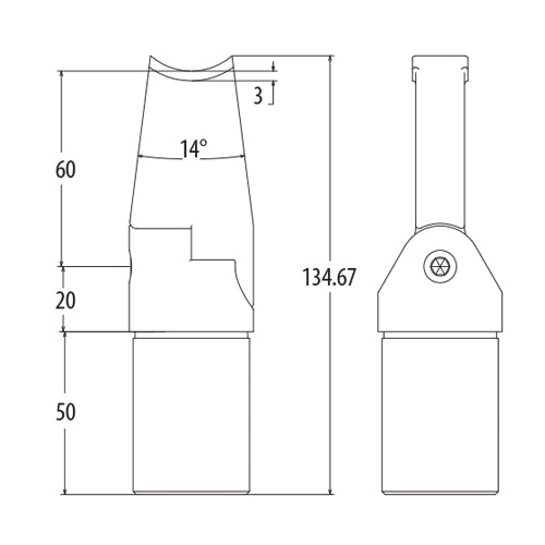 Conector de baranda de 1 1/2". 304 satinado