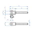 Terminal para cable 5 mm con pin removible .Macho rosca Derecha.AISI 304.