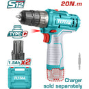 Taladro inalámbrico de 12V. 0.8-10mm 20Nm. Torque:15+1. Luz LED. Carga de bateria: USB-C Samsung. Super Total