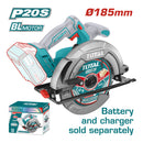 Sierra Circular 20V 7 1/4" 185mm. Motor sin escobillas. 4800rpm. Batería y cargador por separado.