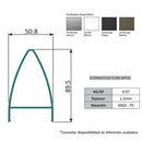 Tapa Ovalada Decorativa Muro Cortina Perfil Visto. Espesor 1.5 mm. Largo 5.85 mts. Acabado Anodizado