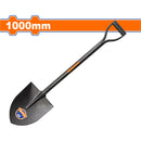 Pala de Punta Redonda con Mango Metálico. Long: 1000mm. Acero al carbono. 225mm x 295mm.