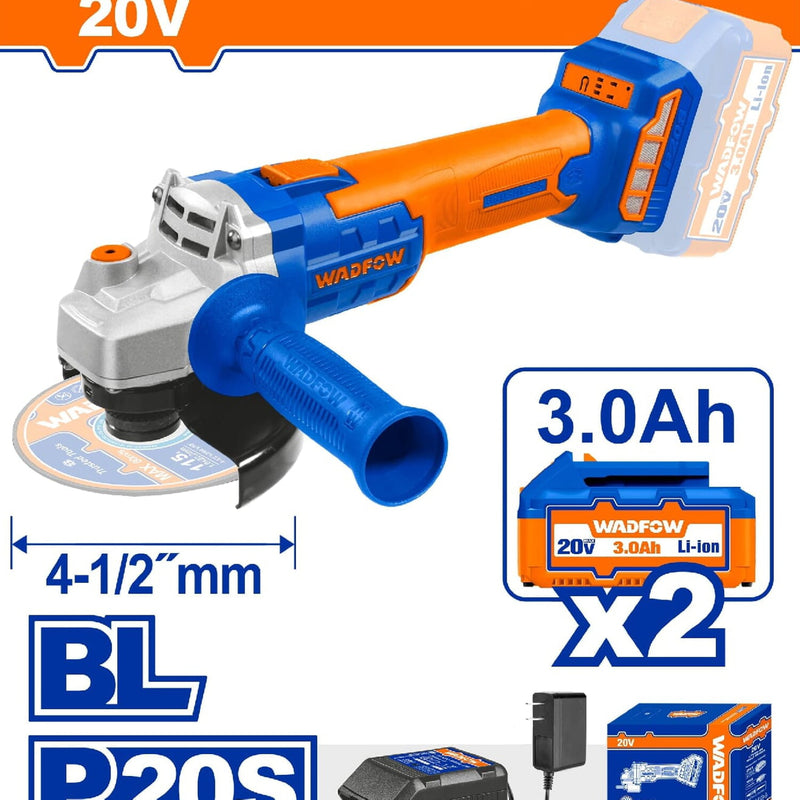 Esmeril Flexible 20V inalámbrica Brushless. 4-1/2". Incluye 2 baterías y un cargador. Esmeriladora angular