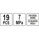 Probador test de compresión de motor Diesel 0-1000 PSI  (Set 19 pzas) Compresimetro Diesel