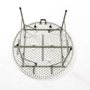 Mesa plástica plegable redonda 47" de diámetro (120 cm) (HDPE) con marco de acero revestido.