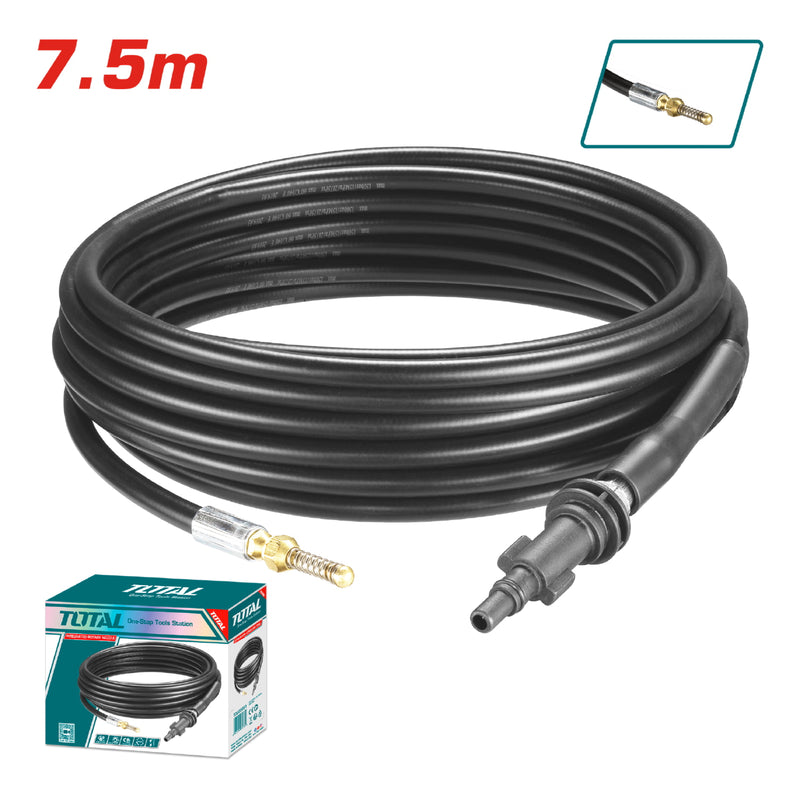 Manguera de alta presión de 7.5 m para limpieza de tuberias. Conecta con Pistola para Hidrolavadora