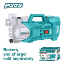 Bomba de agua Inalámbrica 20V. 180W. Capacidad: 47 L/min. No incluye batería ni cargador.