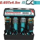 Sujetadores tipo matraca y hebilla 4.5m x 25mm. 0.65T. (Juego de 4 sujetadores)