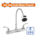 Grifo Llave de Fregador de 8" con modo agua fría y caliente. Cuerpo ABS + electrochapado. Tubo flexible.