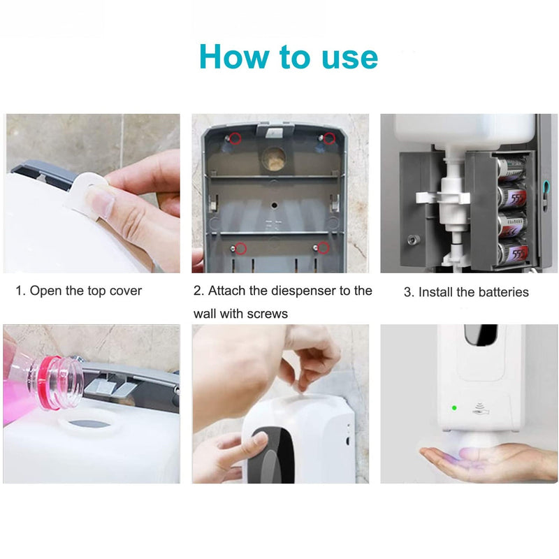 Dispensador Automatico Jabon ( Para instalacion a pared) Usa 4 baterias C (No incluidas)