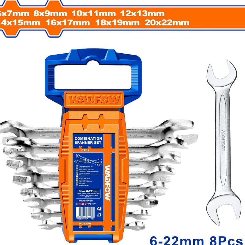 Llaves inglesas de 8 pzas. 6-22mm. Acabado pulido. (Juego)