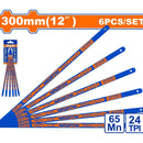 Hojas de Segueta 12" 65Mn,24TPI Set de 6 piezas.