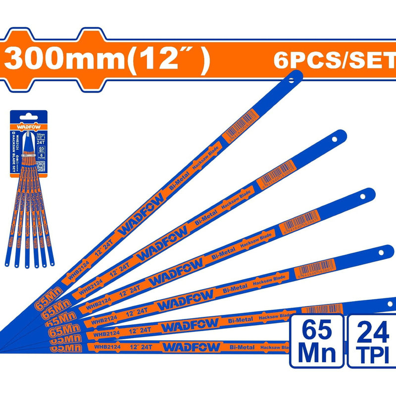 Hojas de Segueta 12" 65Mn,24TPI Set de 6 piezas.